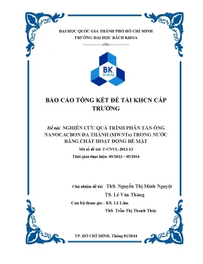 Nghiên cứu phân tán ống nanocacbon MWNTs trong nước bằng