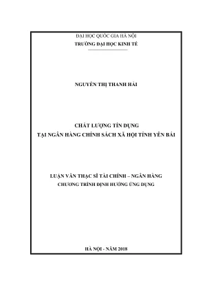 Luận Văn Thạc Sĩ: Chất Lượng Tín Dụng Tại Ngân Hàng