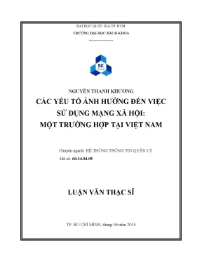 Luận Văn Thạc Sĩ: Yếu Tố Ảnh Hưởng Đến Sử Dụng Mạng Xã 