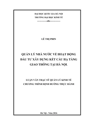Luận Văn Thạc Sĩ Quản Lý Kinh Tế: Quản Lý Nhà Nước Về