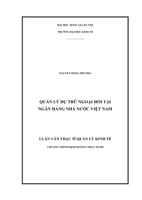 Luận Văn Thạc Sĩ: Quản Lý Dự Trữ Ngoại Hối Tại Ngân Hàng