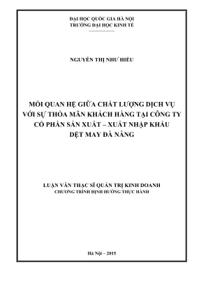 Luận Văn Thạc Sĩ: Mối Quan Hệ Giữa Chất Lượng Dịch Vụ Và