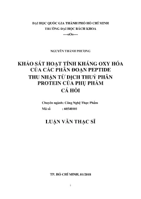 Khảo sát hoạt tính kháng oxy hóa của peptide từ phụ phẩm