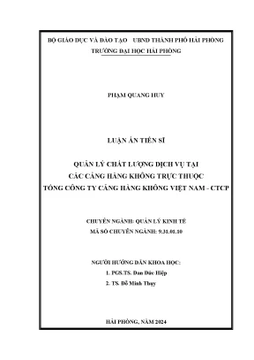 Luận án tiến sĩ: Quản lý chất lượng dịch vụ tại cảng