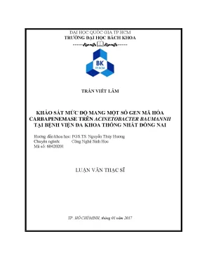 Khảo sát gen mã hóa carbapenemase trên Acinetobacter