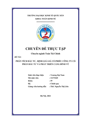Chuyên đề thực tập: Phân tích đầu tư và định giá cổ 