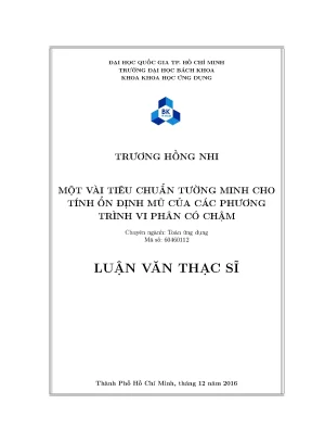 Luận Văn Thạc Sĩ Toán Ứng Dụng: Tiêu Chuẩn Tường Minh