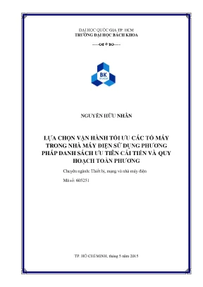 Luận Văn Thạc Sĩ: Tối Ưu Vận Hành Tổ Máy Nhà Máy Điện