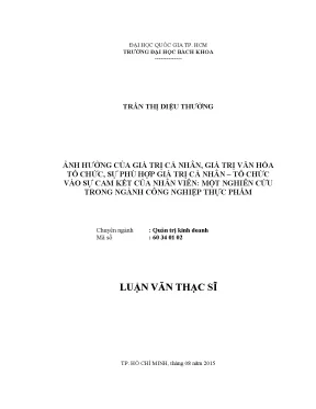 Ảnh hưởng của giá trị cá nhân và văn hóa tổ chức đến cam