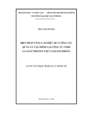 Biện Pháp Nâng Cao Hiệu Quả Quản Lý Tài Chính Tại LG