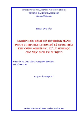 Nghiên cứu đánh giá hệ thống màng pilot ultrafiltration