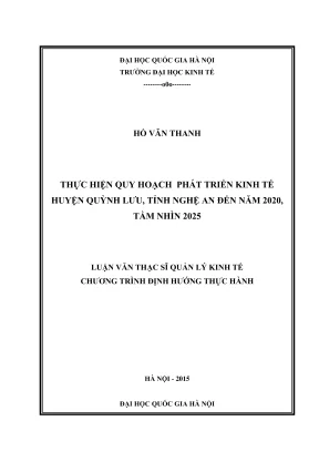 Luận Văn Thạc Sĩ: Quản Lý Kinh Tế & Quy Hoạch Phát Triển