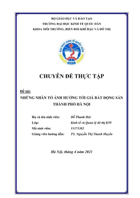 Nhân tố ảnh hưởng giá bất động sản Hà Nội - Chuyên đề