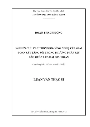 Nghiên cứu thông số công nghệ sấy tầng sôi trong bảo 
