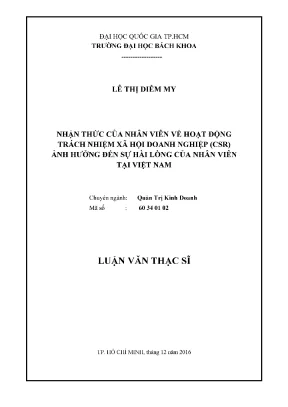 Nhận thức nhân viên về CSR ảnh hưởng đến sự hài lòng tại