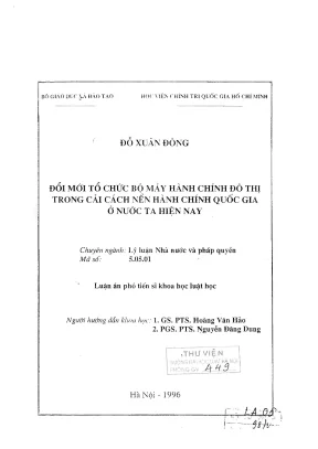 Đổi mới tổ chức bộ máy hành chính đô thị trong cải cách