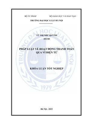 Khóa Luận Tốt Nghiệp: Pháp Luật Về Thanh Toán Qua Ví Điện Tử