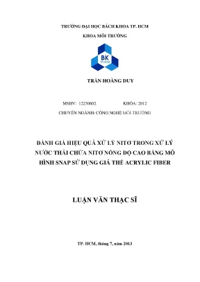 Đánh giá hiệu quả xử lý nitơ trong nước thải nồng độ cao