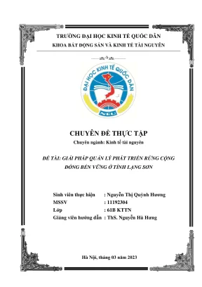 Giải Pháp Quản Lý Phát Triển Rừng Cộng Đồng Bền Vững Tại 