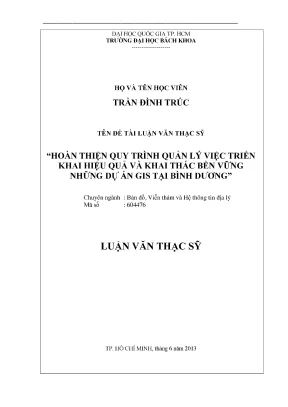 Luận Văn Thạc Sĩ: Ứng Dụng Viễn Thám Và GIS Quản Lý Hiệu 