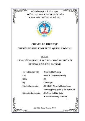 Chuyên đề thực tập: Quản lý quy hoạch đô thị hiệu quả
