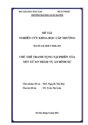 Nghiên cứu khoa học cấp trường về chủ thể tranh tụng tại