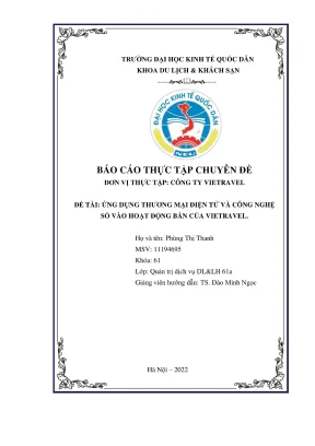 Ứng Dụng Thương Mại Điện Tử Và Công Nghệ Số Trong Hoạt 