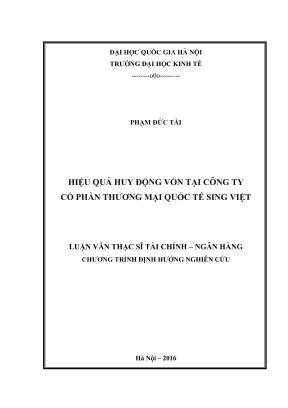 Luận Văn Thạc Sĩ: Hiệu Quả Huy Động Vốn Tại Công Ty Cổ