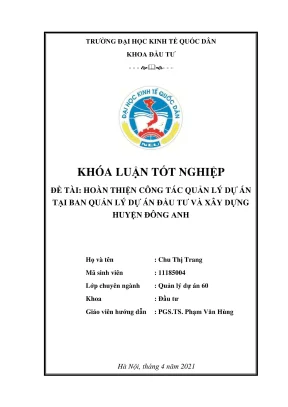 Cách hoàn thiện quản lý dự án tại Ban Quản lý Dự án Đầu