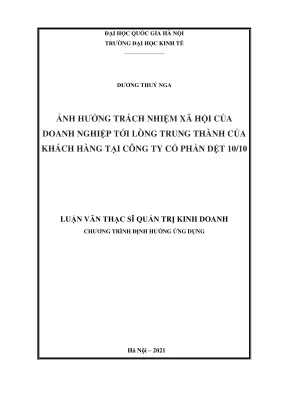 Ảnh hưởng trách nhiệm xã hội doanh nghiệp đến lòng trung