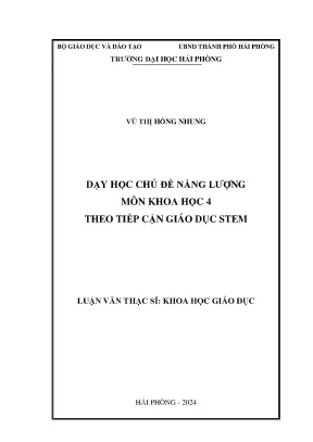 Luận Văn Thạc Sĩ: Dạy Học Chủ Đề Năng Lượng Môn Khoa Học 