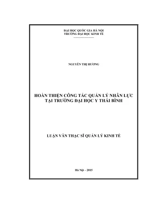 Hoàn Thiện Công Tác Quản Lý Nhân Lực Tại Trường Đại Học