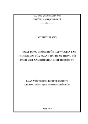 Luận Văn Thạc Sĩ: Hoạt Động Chống Buôn Lậu Và Gian Lận