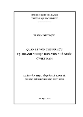 Luận Văn Thạc Sĩ: Quản Lý Vốn Chủ Sở Hữu Tại Doanh