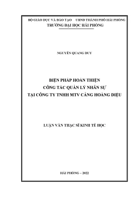 Biện Pháp Hoàn Thiện Quản Lý Nhân Sự Tại Công Ty TNHH 