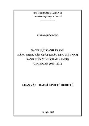 Luận Văn Thạc Sĩ: Năng Lực Cạnh Tranh Hàng Nông Sản Xuất 