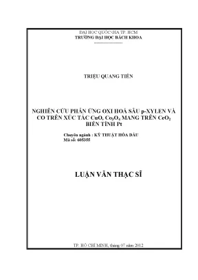 Nghiên cứu phản ứng oxi hóa sâu p-xylen và CO trên xúc 