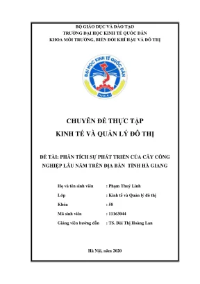Phân tích sự phát triển cây công nghiệp lâu năm tại Hà