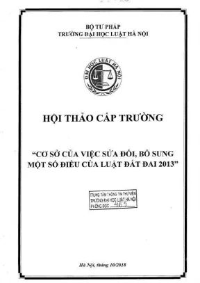 Kỷ yếu hội thảo khoa học: Sửa đổi bổ sung Luật Đất đai 