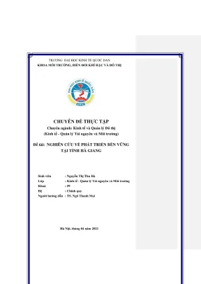 Chuyên đề thực tập: Nghiên cứu phát triển bền vững tại