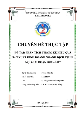 Phân tích thống kê hiệu quả sản xuất kinh doanh ngành 