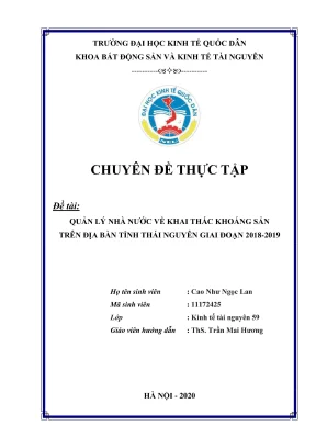 Quản lý khai thác khoáng sản tại Thái Nguyên giai đoạn 
