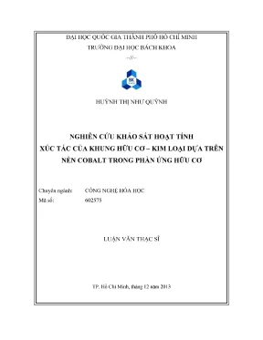 Nghiên cứu hoạt tính xúc tác của khung hữu cơ kim loại