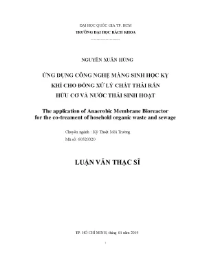 Ứng Dụng Công Nghệ Màng Sinh Học Kỵ Khí Đồng Xử Lý Chất