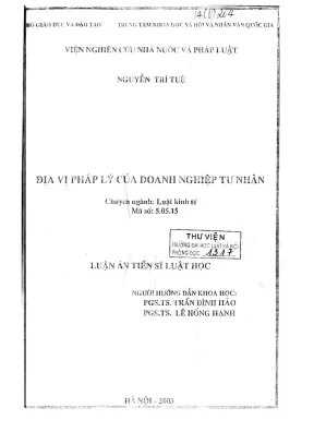 Luận án tiến sĩ luật học: Địa vị pháp lý của doanh