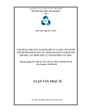 Ứng dụng trụ đất xi măng trong xử lý đất yếu dưới nền