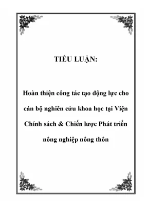 Hoàn Thiện Công Tác Tạo Động Lực Cho Cán Bộ Nghiên Cứu