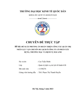Phương Án Quản Trị Nhân Lực Vận Chuyển Du Lịch Tại Công