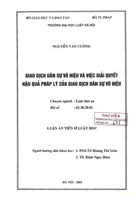 Luận án tiến sĩ: Giao dịch dân sự vô hiệu và giải quyết