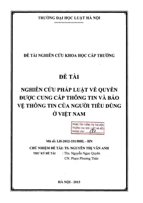 Nghiên cứu pháp luật về quyền thông tin và bảo vệ người